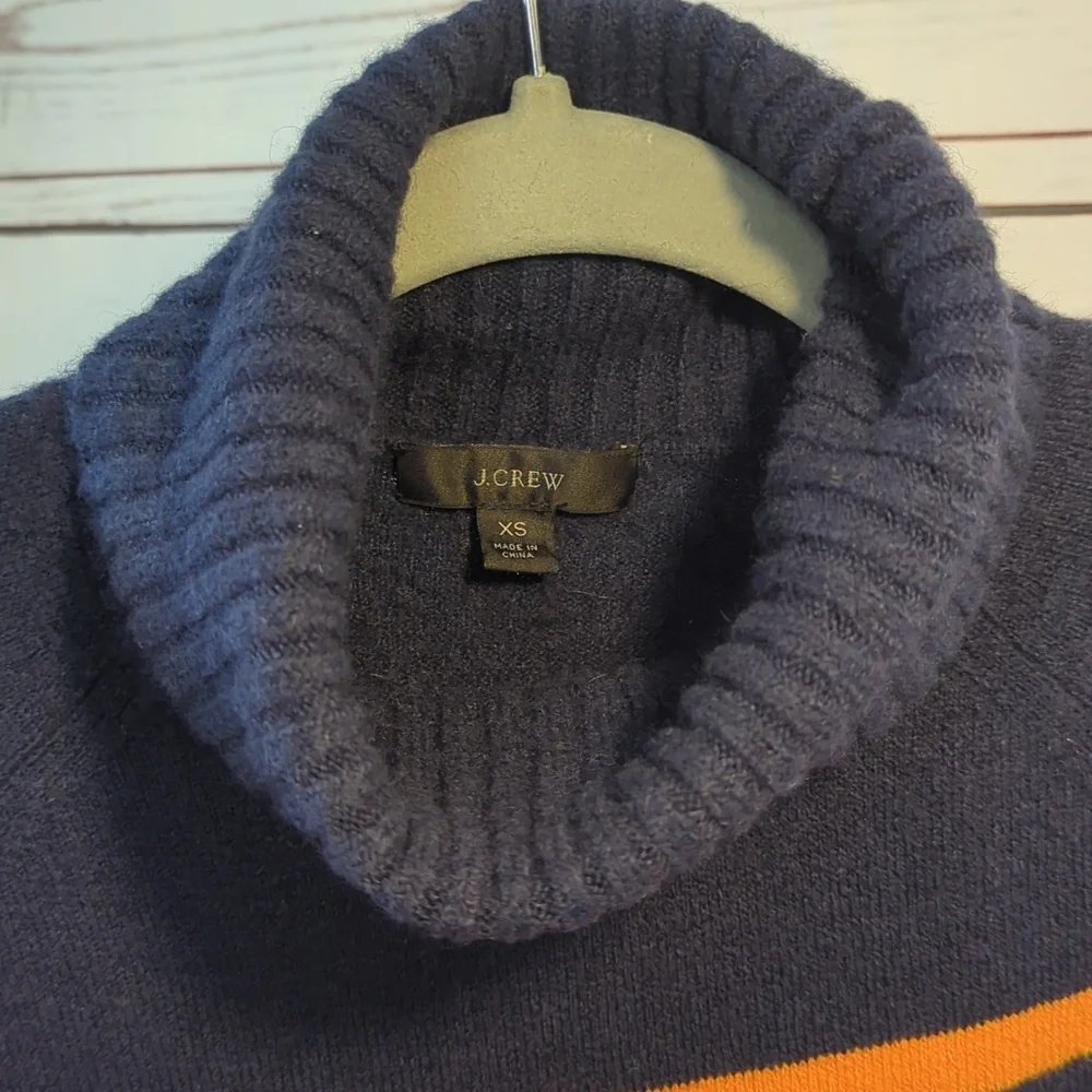 J. Crew XS Rainbow Multistripe‎ Supersoft Yarn Turtleneck Sweater Pride Cozy